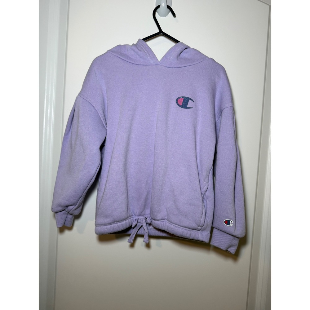 Champion Girls Lavender Purple Glitter Logo Cinch Hem Fleece Sweatshirt 4T